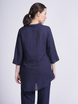 Women Linen Solid Tunic Top Saltpetre
