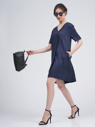 Women Modal Front Pleat Dress Saltpetre