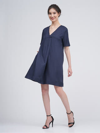 Women Modal Front Pleat Dress Saltpetre