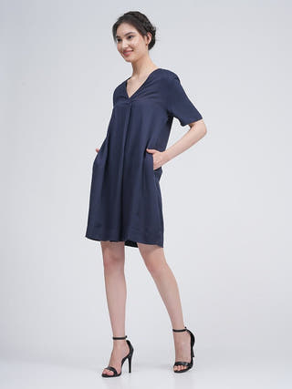 Women Modal Front Pleat Dress Saltpetre