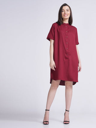 Women Modal Mandarin Collar Dress Saltpetre