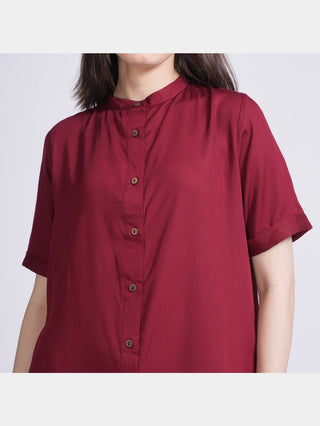 Women Modal Mandarin Collar Dress Saltpetre