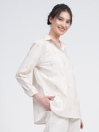 Women Organic Cotton Full Sleeve Button Down Shirt Saltpetre