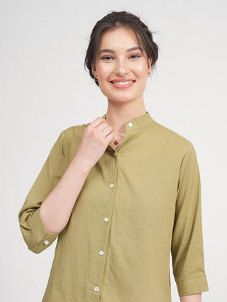 Women Organic Cotton Half Sleeve Button Down Shirt Saltpetre