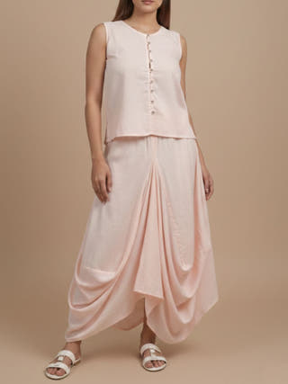 Hary- Pink Draped Harem Skirt