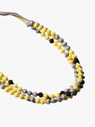 NecklaceYellow & Grey Patwa Thread Bead Necklace with Tassel ClosureKaladoraFlourish Planet