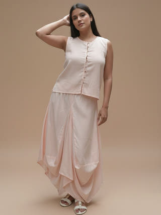 Hary- Pink Draped Harem Skirt