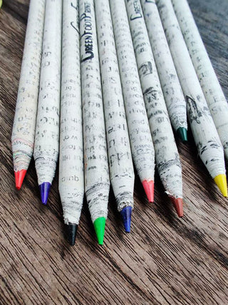 Recycled Newspaper Plantable Seed Color Pencils - Pack of 10 GreenFootPrint