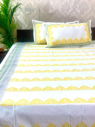 JAAL BUTI hand Block Printed Double Bed Sheet Blue & Black Alankaran Designs