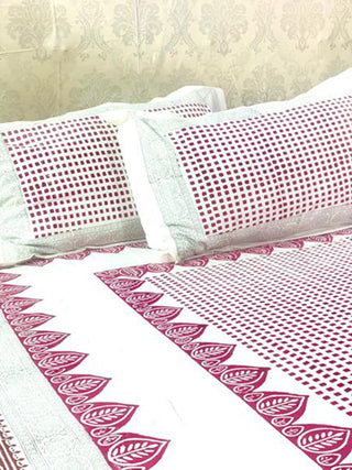 JAALBUTI Block Printed Bed Sheet Blue Alankaran Designs