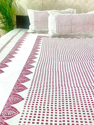 JAALBUTI Block Printed Bed Sheet Blue Alankaran Designs