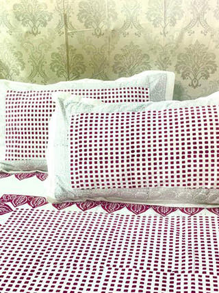 JAALBUTI Block Printed Bed Sheet Blue Alankaran Designs