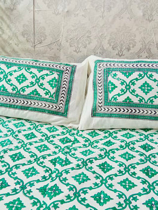 GEOMETRIC Block Printed Bed Sheet Blue & Black Alankaran Designs