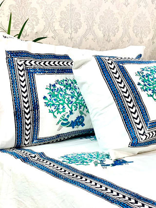 PAISLEY MOTIF Block Printed Bed sheet Grey Alankaran Designs