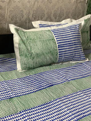 BUTI Block Printed Bed Sheet Yellow & Black Alankaran Designs