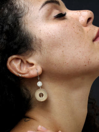 RHEA Silver Dot Dash Earrings Baka