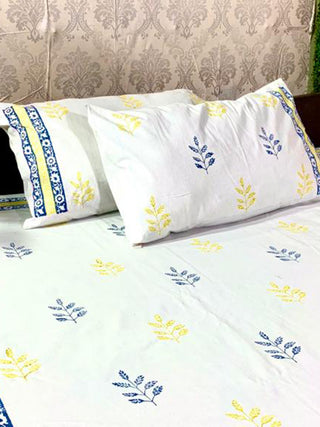 ELEPHANT Motif Block Printed Bed Sheet Grey Alankaran Designs