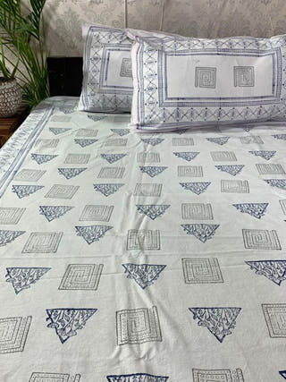 TRIBAL MOTIF Block Pinted Bed Sheet Orange & Black Alankaran Designs