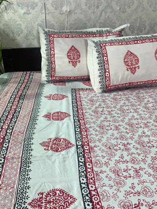 TRIBAL MOTIF Block Printed Bed Sheet Sky Blue Alankaran Designs