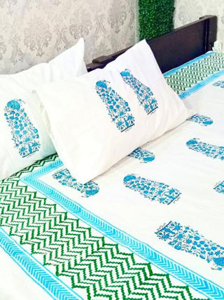 FLORAL Block Printed Bed Sheet Vibrant Colour Alankaran Designs