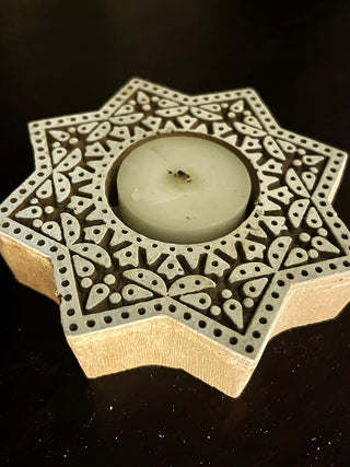 Handcrafted Wooden Tealight holders Star Design Set Of 2 GreenFootPrint
