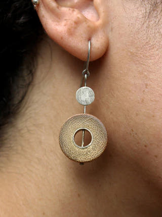 RHEA Silver Dot Dash Earrings Baka