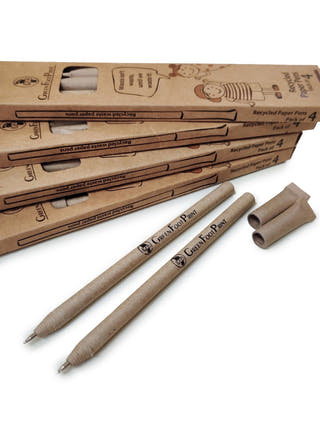 Recycled Paper Pens - Set of 10 Green Footprint