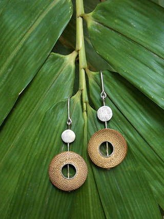 RHEA Silver Dot Dash Earrings Baka