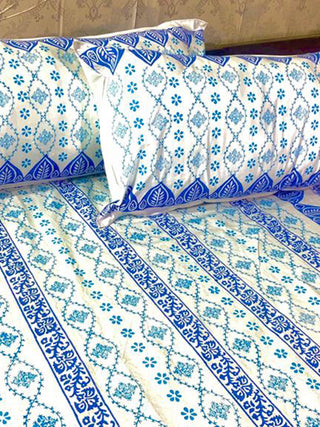 ELEPHANT TRIBAL Motif Block Printed Bed Sheet Green Alankaran Designs