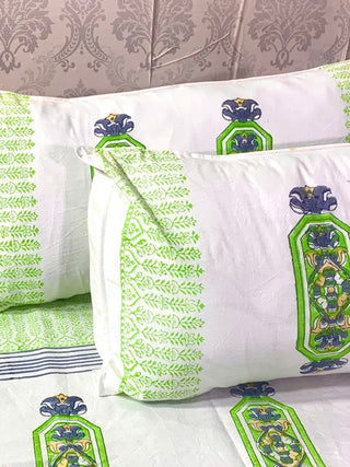 FLORAL & TRIBAL Motif Block Printed Bed Sheet Alankaran Designs