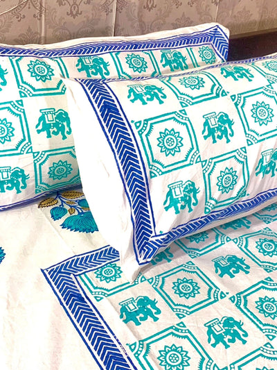 VARLI Motif Block Printed Bed Sheet Alankaran Designs