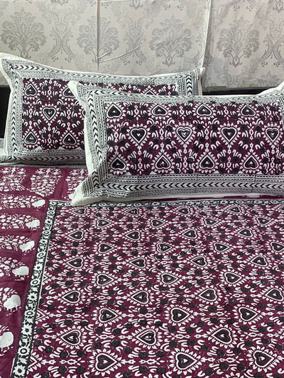 JAAL  Motif Block Printed Bed Sheet Pink Alankaran Designs