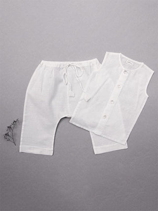 Everyday Homewear Baby Jhabla & Pant Set White Aagghhoo