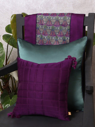 CHARISMA Cushion Cover Solid Satin Aadyam Handwoven