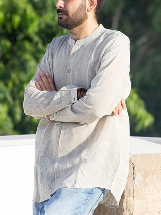  Kala Handspun Cotton Shirt Grey by Anantaya sold by Flourish