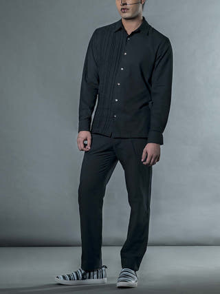 THE LINES TALES Cording Shirt Black Anushé Pirani