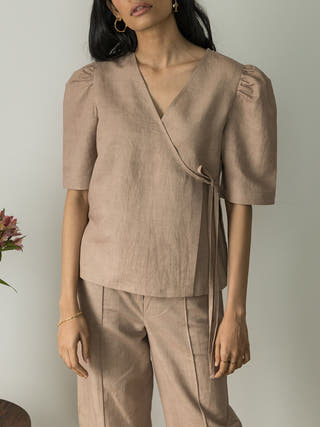 Puff Sleeve Wrap Top Anushé Pirani