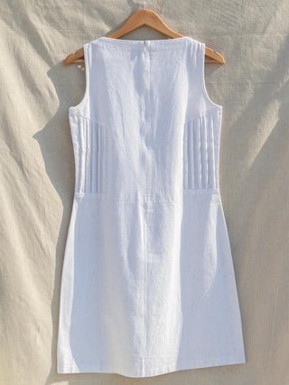 THE LINES TALES Shift Dress with Bubble Tucks White Anushé Pirani