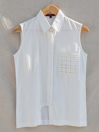 THE LINES TALES Mat Pocket Shirt White Anushé Pirani