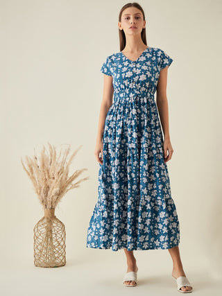 TIERED MAXI Dress In Blue Arras