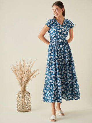 TIERED MAXI Dress In Blue Arras