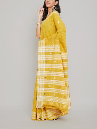 Peace Silk Saree Yellow Arras