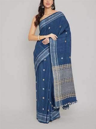 Peace Pure Silk Saree Blue Arras