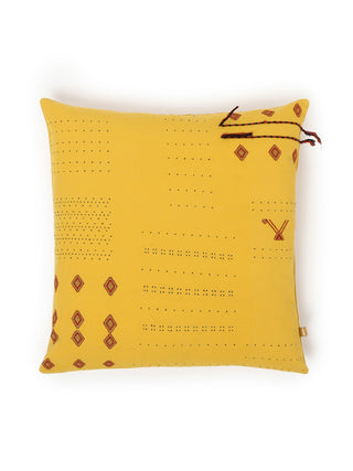 Divya Tanglia BHUJ Cushion Cover Yellow Aadyam Handwoven