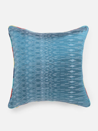 Raman Blue Single Ikat Pochampally Cushion Cover Aadyam Handwoven