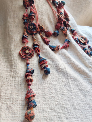 Ajrakh Layered Necklace Multicolor Diti
