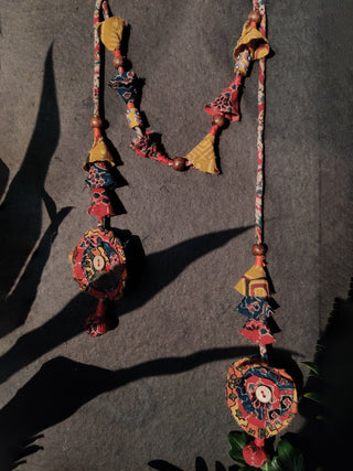 Ajrakh String Along Necklace Multicolor Diti