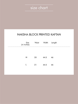 NAKSHA Hand Block Printed Kaftan Teal Red Anantaya