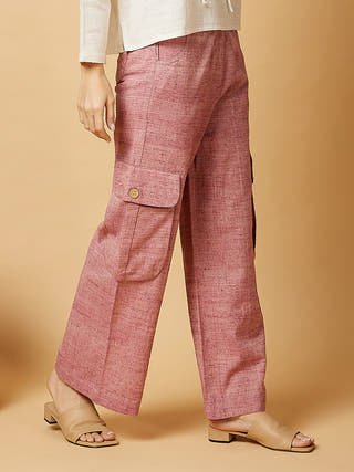 KOLI Chenille Wide-leg Pants Pink Arras