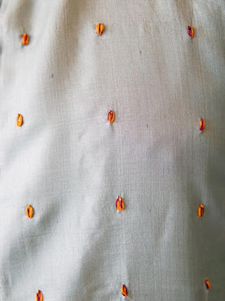 Tussar Silk Sujani Kurta Light Blue Bihart